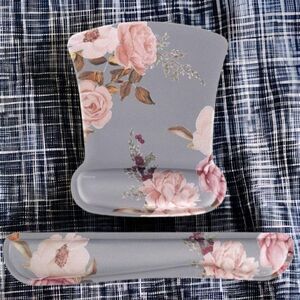 Elegant Floral Keyboard Wrist Rest Set